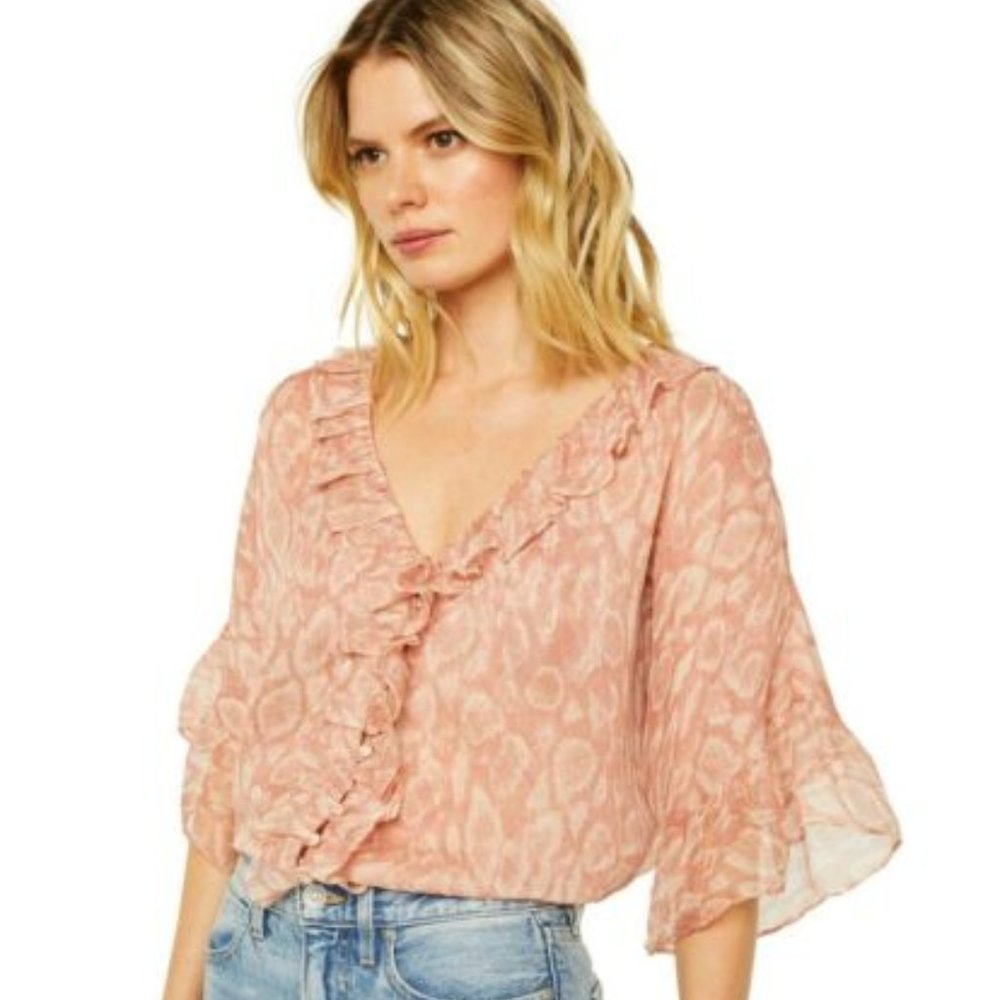Misa Los Angeles Lindsay Top in Rose Python